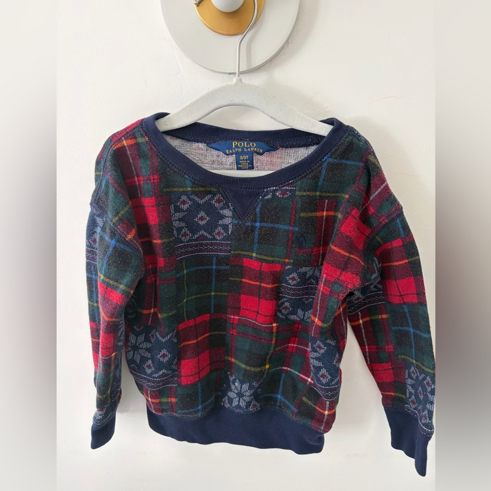 Polo by Ralph Lauren boys Plaid Sweater - Red and Blue size 3T